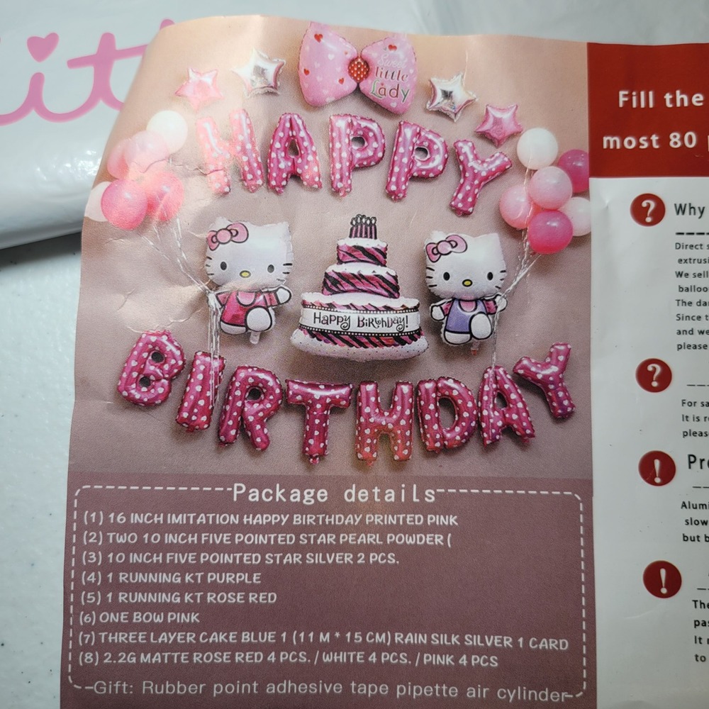 Kitty Cat Girls Birthday Party Decor Happy Pink Foil Set